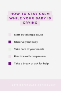 checklist for how to stay calm while your baby is crying
